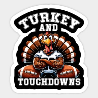 Thanksgiving Turkey And Touchdowns Football Men Kids Women Sticker